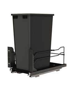 Rev-A-Shelf 53WC Steel Soft-Close Bottom Mount Waste Pullout | Single 50 qt | 11" W x 22-3/32" D x 22-29/32" H | Black Frame & Black Bin | 53WC-1550SCDM-118-20